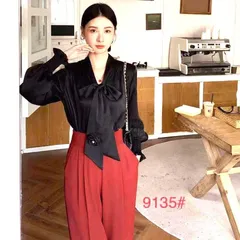 Áo sơ mi công sở cổ nơ, áo sơ mi tay bo chun - May0915