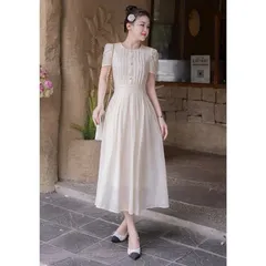 Váy công sở, váy đi tiệc chất thô boi mềm mát, kiểu dáng đơn giản thanh lịch - May0915