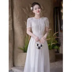 Váy công sở, váy đi tiệc chất thô boi mềm mát, kiểu dáng đơn giản thanh lịch - May0915