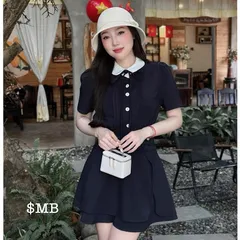Váy cổ sen dáng xoè soắn eo siêu xinh tôn dáng - May0915