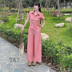 Sét bộ đũi mềm mát, kiểu dáng trẻ trung, quần 2 lớp ko lo lộ mỏng - May0915