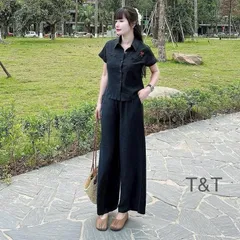 Sét bộ đũi mềm mát, kiểu dáng trẻ trung, quần 2 lớp ko lo lộ mỏng - May0915