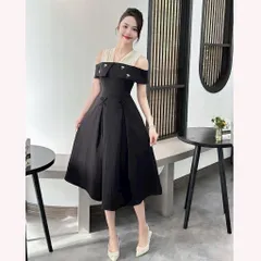 Váy dự tiệc trễ vai phối voan đính nơ xinh - Mây Boutique