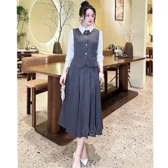 SALE - Sét váy công sở phối sơ mi liền trẻ trung