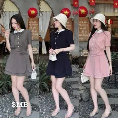 Váy cổ sen dáng xoè soắn eo siêu xinh tôn dáng - May0915