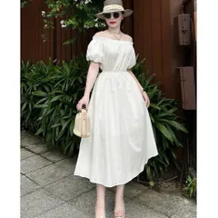 Váy thô lụa trễ vai 2 dây ngọc chun eo siêu xinh - Mây Boutique - May0915