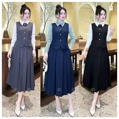 SALE - Sét váy công sở phối sơ mi liền trẻ trung