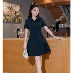 Váy xoè cổ bẻ dáng ngắn trẻ trung - May0915