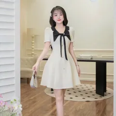Váy tuytsi phối cổ bướm siu xinh, tôn dáng - May0915