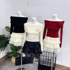 Sét áo trễ vai kèm chân váy xoè voan 3 tầng cực xinh - Mây Boutique HN