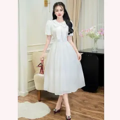 Váy ren phối tơ tay bồng xinh xắn - Mây Boutique HN