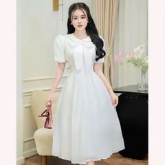 Váy ren phối tơ tay bồng xinh xắn - Mây Boutique HN