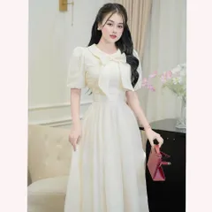 Váy ren phối tơ tay bồng xinh xắn - Mây Boutique HN