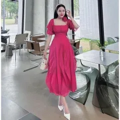 Váy maxi bèo trễ vai có đệm ngực kèm choker xinh