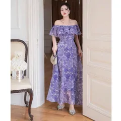 Váy maxi trễ vai, váy maxi hoa trễ vai siêu xinh - May0915