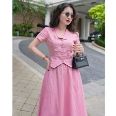 Sét bộ váy maxi đũi xước trẻ trung - May0915