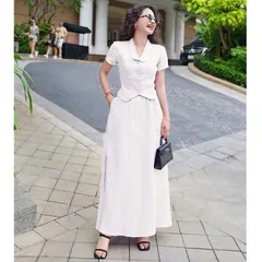 Sét bộ váy maxi đũi xước trẻ trung - May0915