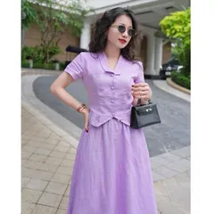 Sét bộ váy maxi đũi xước trẻ trung - May0915