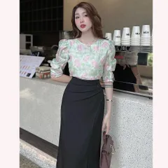Áo sơ mi tơ hoa 3D tay lỡ viền ngọc - May3 - May0915