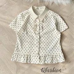 Áo sơ mi chấm bi vạt bèo trẻ trung xinh xắn - May0915