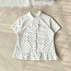 Áo sơ mi chấm bi vạt bèo trẻ trung xinh xắn - May0915
