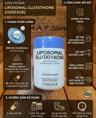 Viên uống hỗ trợ dưỡng sáng da của Mỹ cải thiện nám Hãng CODEAGE Liposomal Glutathione 1000mg 60 viên 