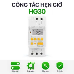 Công tắc hẹn giờ bật tắt điện 220V HG30 công suất lớn 30A, 28 chương trình và có thời gian chính xác