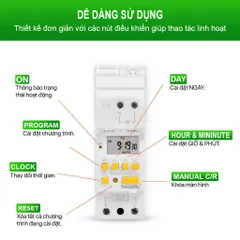Công tắc hẹn giờ bật tắt điện 220V HG30 công suất lớn 30A, 28 chương trình và có thời gian chính xác