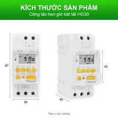 Công tắc hẹn giờ bật tắt điện 220V HG30 công suất lớn 30A, 28 chương trình và có thời gian chính xác