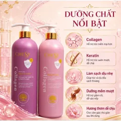 🌸 COMBO DẦU GỘI + DẦU XẢ CHESY COLLAGEN KERATIN 1000ML 🌸