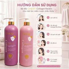 🌸 COMBO DẦU GỘI + DẦU XẢ CHESY COLLAGEN KERATIN 1000ML 🌸