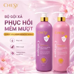 🌸 COMBO DẦU GỘI + DẦU XẢ CHESY COLLAGEN KERATIN 1000ML 🌸