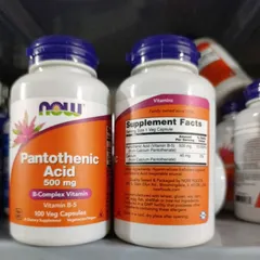 Viên uống Now Pantothenic Acid (Vitamin B-5) 500 mg |100 viên| Hỗ trợ tim mạch/Giảm mỡ máu - Chăm sóc da & Phục hồi tổn thương [S/P Chuẩn Mỹ không tem]