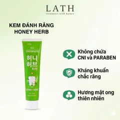 [ Chính Hãng ] Kem đánh răng thảo dược trắng răng Lath Beauty Hàn Quốc Honey Herb 150g giảm viêm răng