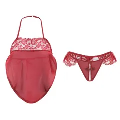 Set Đồ Ngủ Lụa Hở Lưng Quyến Rũ Dễ Thương Áo Ngủ Yếm Kèm Chip Gợi Cảm Cuốn Hút - N114 Đỏ