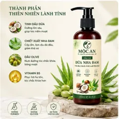 Dầu Xả Dừa Nha Đam Mộc An 250ml, phục hồi tóc hư tổn, dưỡng tóc từ gốc, dầu xả thiên nhiên lành tính