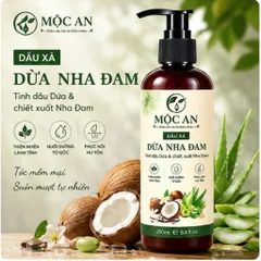 Dầu Xả Dừa Nha Đam Mộc An 250ml, phục hồi tóc hư tổn, dưỡng tóc từ gốc, dầu xả thiên nhiên lành tính