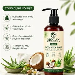 Dầu Xả Dừa Nha Đam Mộc An 250ml, phục hồi tóc hư tổn, dưỡng tóc từ gốc, dầu xả thiên nhiên lành tính