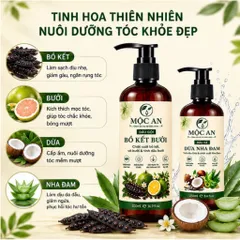 Cặp Dầu Gội Bồ Kết Bưởi kích mọc tóc con, giảm gàu giảm rụng, tóc suôn mượt từ gốc Mộc An chính hãng