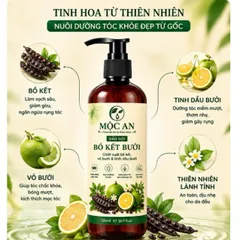 Dầu gội Bồ kết bưởi, dầu gội thiên nhiên kích mọc tóc giảm rụng tóc sạch gàu Mộc An 500ml chính hãng