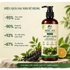 Dầu gội Bồ kết bưởi, dầu gội thiên nhiên kích mọc tóc giảm rụng tóc sạch gàu Mộc An 500ml chính hãng