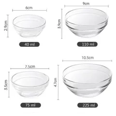 Combo 3 Bát Thuỷ Tinh Loại 6cm - 7.5cm - 9cm dùng đựng bột đắp mặt nạ, bát thuỷ tinh chuyên dụng