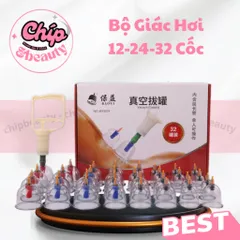 Bộ Giác Hơi cao cấp không dùng lửa, giác hơi chân không, dùng cho gia đình. Giác hơi 12, 24, 32 cốc
