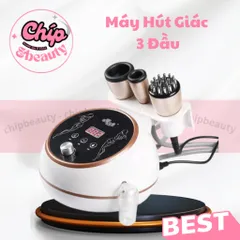 Máy hút giác Hơi, Cạo Gió ion điện tử 3 Đầu trị liệu màu Trắng