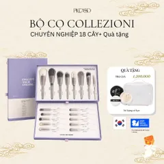Bộ 18 Cọ Trang Điểm Chuyên Nghiệp Piccasso Collezioni Cán Trong Suốt + Quà Tặng