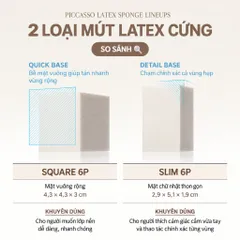 [NEW] Bông mút trang điểm Piccasso Latex Hard Sponge Square & Slim Duo (Bộ 6 miếng)