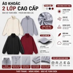 [Mẫu mới deal áo sọc vai] Áo Khoác 2 Lớp Cao Cấp Sọc Vai Nam Nữ  Áo  Cản Gió Kháng Nước Áo Khoác Thể Thao Thời Trang