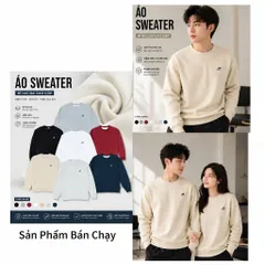 Áo Sweater  Nam Nữ thêu chữ chất liệu nỉ hai da from rộng oversize thiết kế trẻ trung năng động.