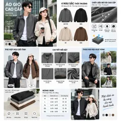 Áo khoác gió bomber hai lớp nam nữ cao cấp tráng bạc trượt nước B01