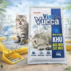 <COMBO 5 TÚI>MEN VI SINH KHỬ MÙI CÁT MÈO VIME - YUCCA 100GR/GÓI – KHỬ MÙI NHANH, AN TOÀN CHO THÚ CƯNG 🔥